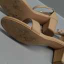 Women's Heeled Sandals Open Toe Ankle Strap 2.5-Inch Chunky Heels Dress Shoes Wide Feet Friendly (Nude) 8W
