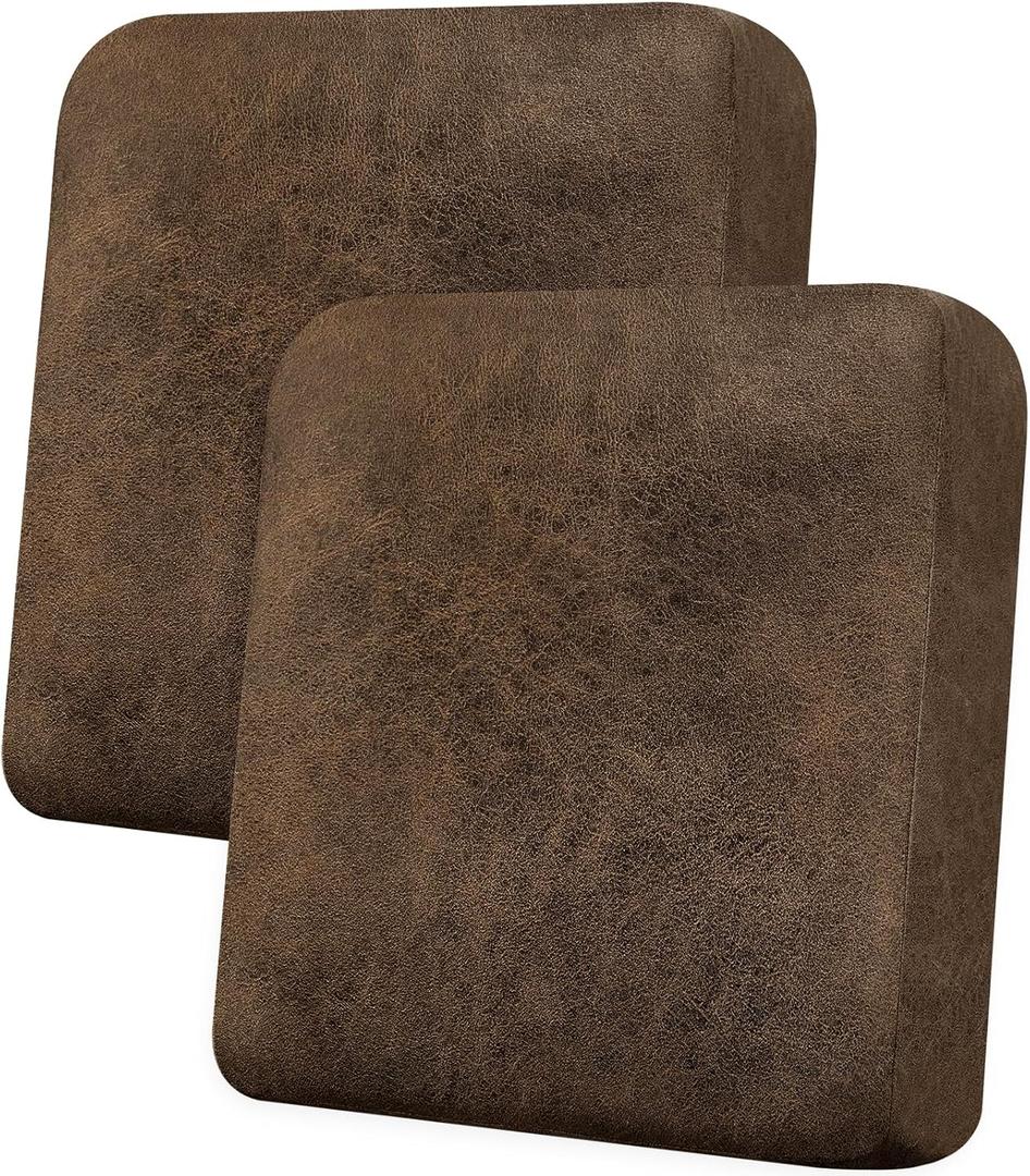 Loveseat Cushion Covers Leather-Look 2PC Stretch Love Seat Slipcover Sets for Living Room Individual Couch Seat Protector, Pet-Friendly, Non-Slip, Easy Fit - Brown