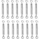 M10 Turnbuckle,3/8" (10mm) Thread Stainless Steel Hook & Eye Alele Stainless Steel 304 Turnbuckles Heavy Duty Wire Rope Tension 16pcs