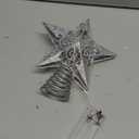 Juegoal Star Tree Topper with 20 LED Lights, Metal Silver Lighted Treetop Ornaments, Battery Powered Light Up Christmas Tree Decorations, 6.5 x 6.5 Inches