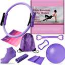 Home Pilates Essentials Kit for Women, Pilates Equipment Workout Set with Pilates Ball,Pilates Bands & Accessories, Pilates Ring Set for Beginners Home Workout with Guide (purple)