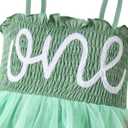 Baby Girl 1st Birthday Clothes One Year Old Tulle Romper Sleeveless Bodysuit Cake Smash Outfits (9-12 Months, Green)