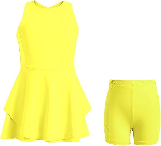 Handfrog Kids Girls Tennis Golf Dress Outfit Sleeveless Dress with Shorts Pockets 2 Piece Sport Athletic Sets 10