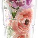 Tervis Kelly Ventura - Floral Collection Made in USA Double Walled Insulated Tumbler Travel Cup Keeps Drinks Cold & Hot, 24oz - Classic, Heather Rose