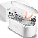 Ultrasonic Cleaner, KRX 47kHz Portable Professional Ultrasonic Jewelry Cleaner Machine with Touch Control & 4 Time Modes for Ring, Eyeglasses, All Dental, Retainer (Pure White, 450ml)
