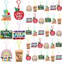 Henoyso 36 Pcs Teacher Keychains Bulk Teachers Appreciation Gifts in Bulk For Women Men Thank You Keyring Gifts (Apple,Silicone)