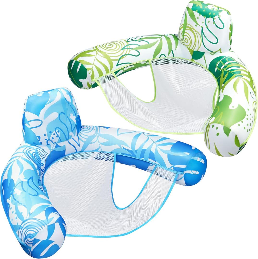 SLOOSH Pool Floats Chairs Adult,2 Pack Floating Water Hammock Chair,Inflatable Lounge with headrest for Adults,Blow up Pool Noodles Floats for Swimming Party Summer Water Fun
