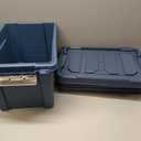 IRIS USA 11.75 Gallon Lockable Storage Totes with Lids, Heavy-Duty Stackable Containers, Garage Organizing Bins Moving Tubs, Rugged Sturdy Equipment Utility Box, 4 Pack - Navy