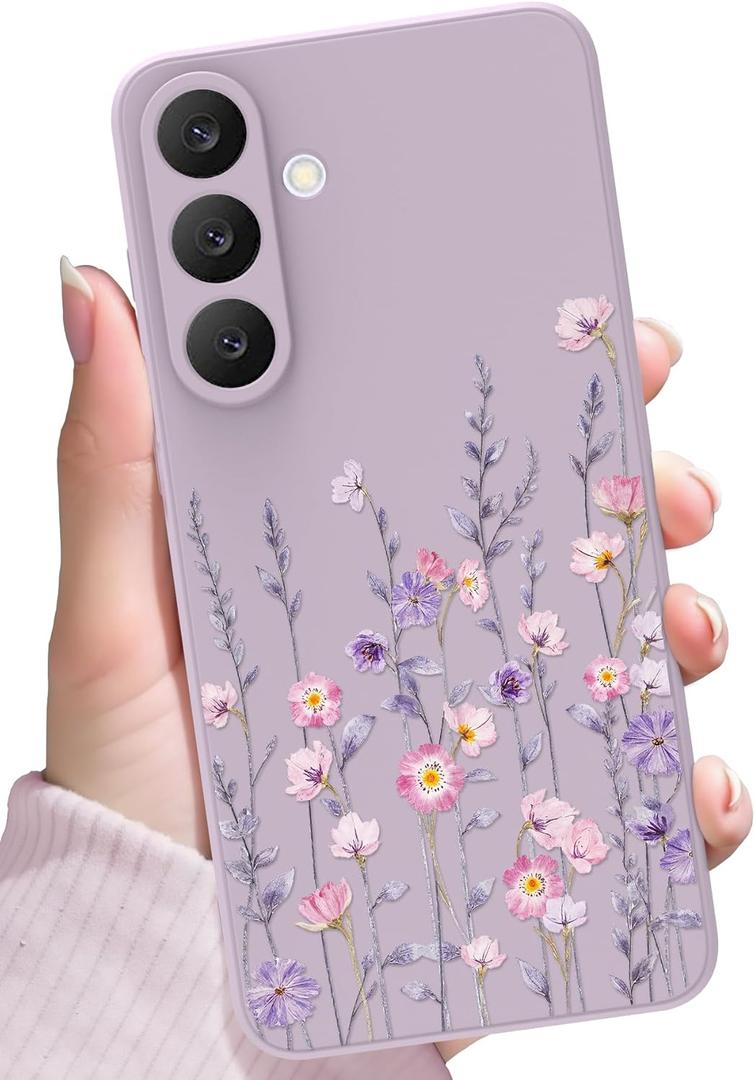 for Samsung Galaxy S25 FE Case,Cute Floral Design for Women Girls,Soft Slim Drop Protection Flowers Silicone Phone Cover with Shockproof Anti-Scratch Microfiber Lining,Colorful Flower