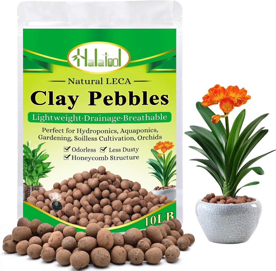 Halatool 10LB Leca Clay Pebbles for Plants 4mm-16mm Clay Balls Hydroton Leca Balls for Indoor Plants Hydroponic Growing Gardening Orchids Drainage Decoration Aquaponics