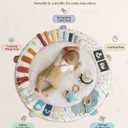 Blissful Diary Baby Play Gym & Activity Mat, 5 Developmental Zones Wooden Tummy Time Mat with 5 Detachable Sensory Toys for Motor Skills & Sensory Development, Baby Essentials Shower Gift