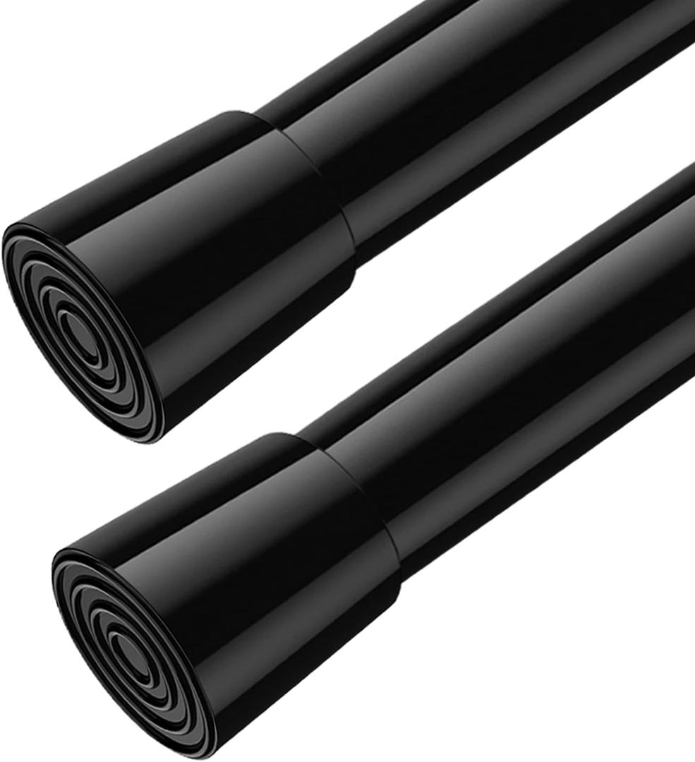Spring Tension Curtain Rods Small Tension Rod Adjustable Curtain Rod No Drilling for Window (Black, 26" to 39"-2Pack