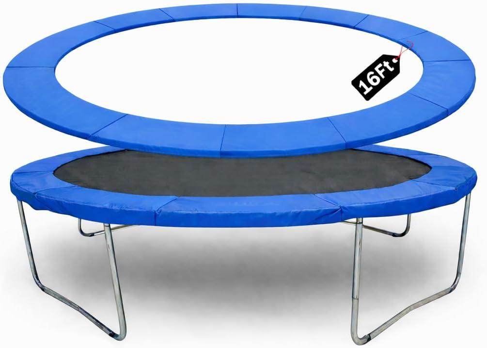 16ft Trampoline Pad Replacement, Round Trampoline Spring Cover Replacement No Hole Trampoline Pole Pad Waterproof UV Resistant Safety Pad (Blue)