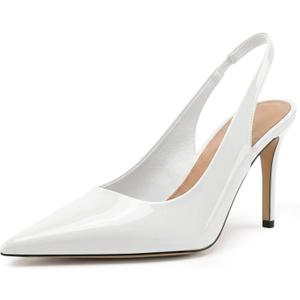 heelchic Slingback Heels for Women Pointed Toe Stiletto Heel Closed Toe Pumps Slip on High Heels 2.95 inch Dress Pumps