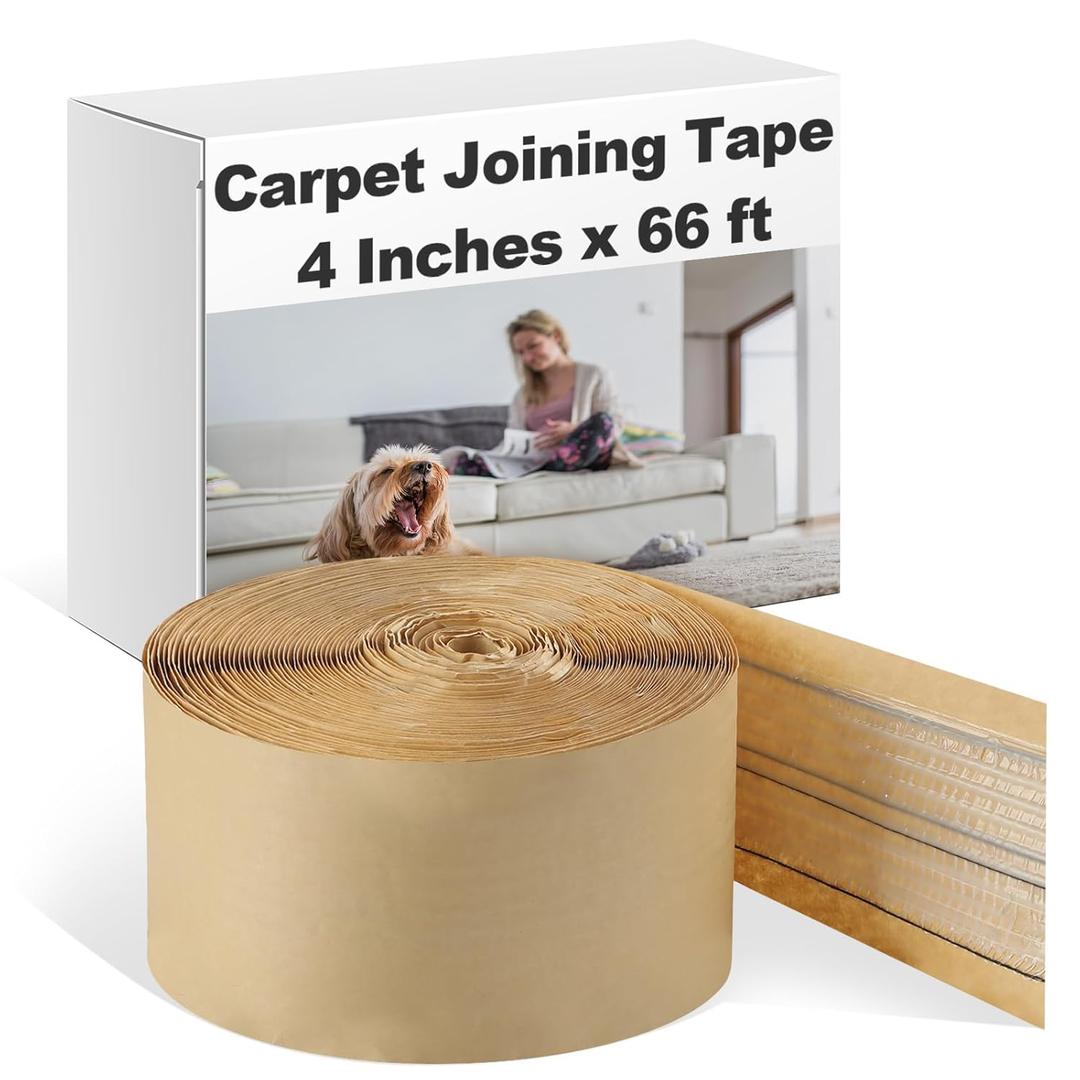 66 ft Carpet Joining Tape 4 Inches x 66 ft Carpet Seam Tape, Heat Bond Seaming, Strong Adhesion, Safe