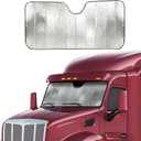 EcoNour Accordion Sun Shade Windshield for Trucks | Automotive Windshield Sun Shade to Keep Your Rig Safe | Fits for Semi Truck Windshields, Commercial & Big Rig Truck | XXL (80 x 30 inches) (Silver)