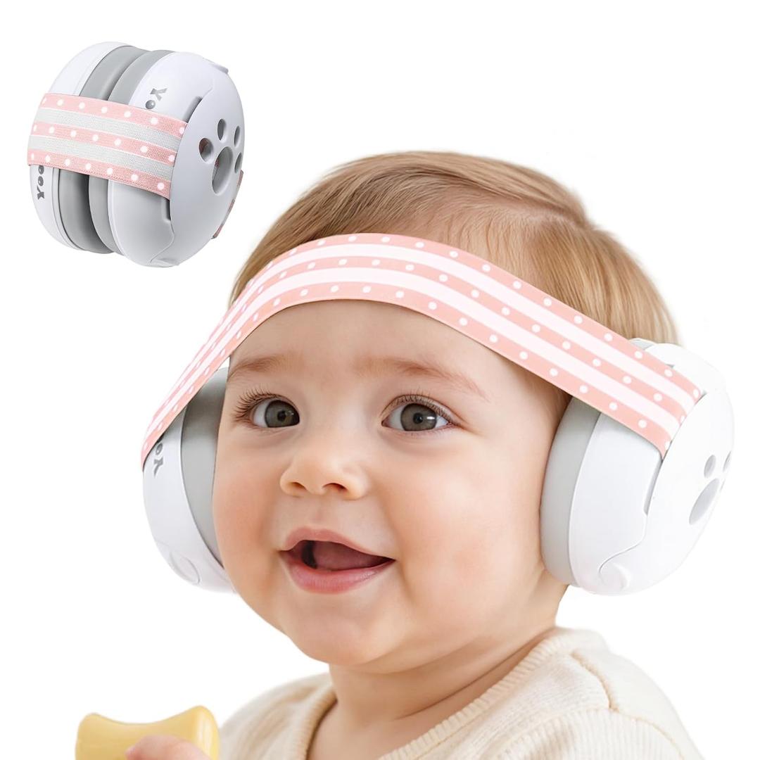 Yoofoss Baby Ear Muffs Noise Protection for Infant and Babies Up to 36 Months - Noise Cancelling Headphones for Ear Protection, Sleep, Travel Baby Essentials (Pink)