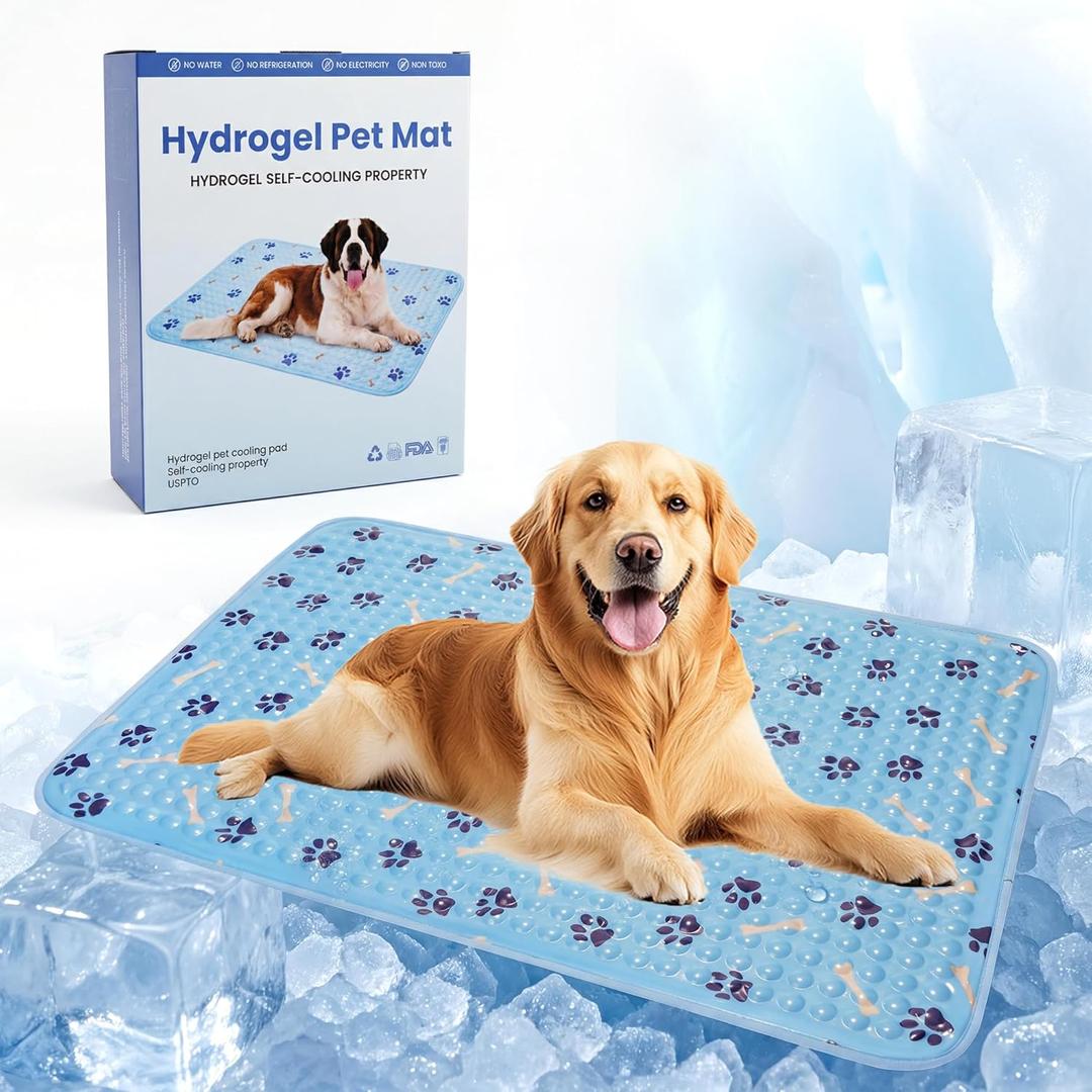 Pet Cooling Gel Pad with Patent Technology, 44in Dog Cooling Mat for Summer, Self Cooling Mat for Large/Medium/Small Dogs, Non-Slip Waterproof Durable Mat for Dog Beds, Car, Indoor & Outdoor Use