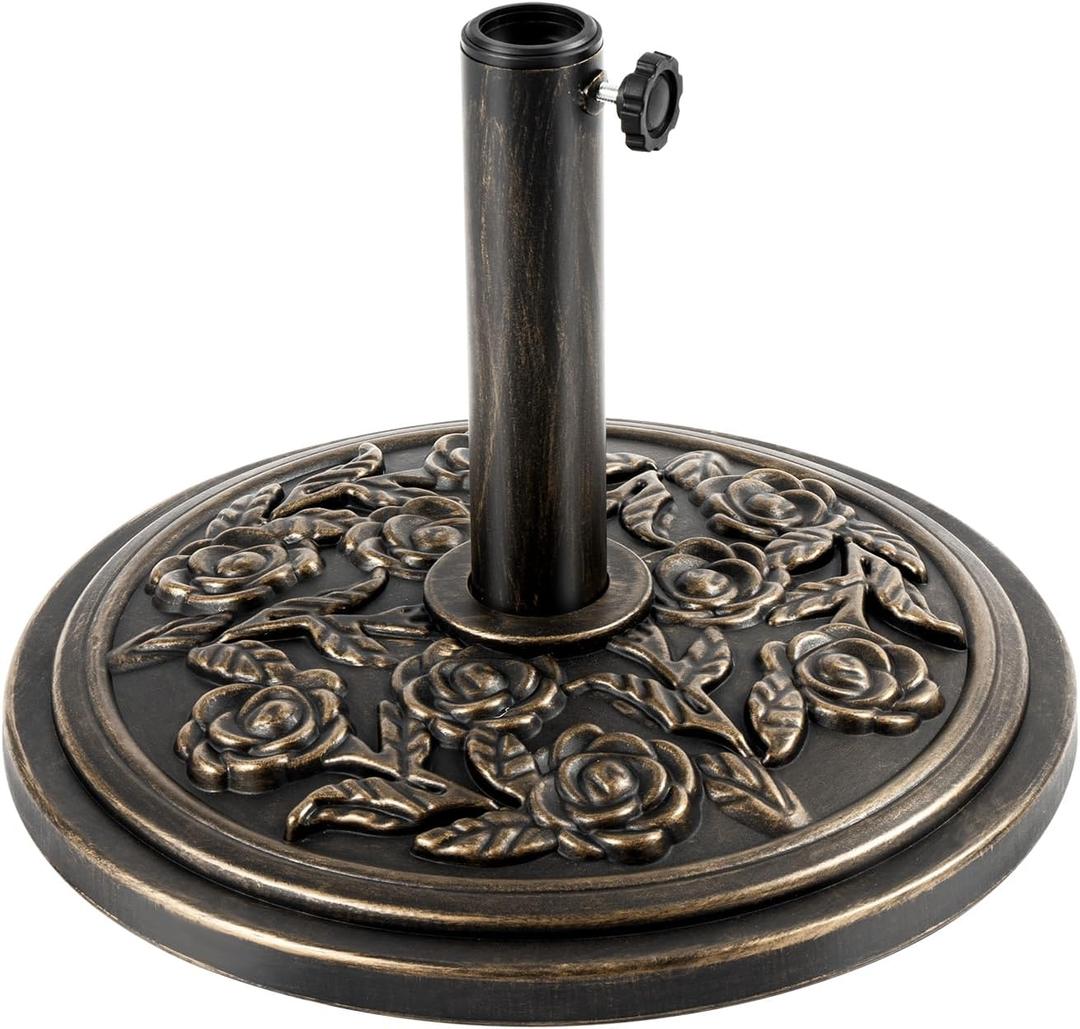 Backyard Expressions 18 Inch Cast Stone w/Resin Shell Patio Umbrella Base, Bronze