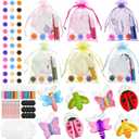 Gemscream 60 Pcs Plaster Painting Fairy Art Party Favors for Kids DIY Statues Craft Butterfly Insect Activities Birthday Supplies with Magnet Brushes Palette Organza Bag Gifts
