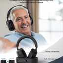 Ensemble-TV Wireless Headphones with LED Display, Bluetooth V5.3, No Lip-Sync Delay, Plug and Play, Gifts for Elderly (Black)