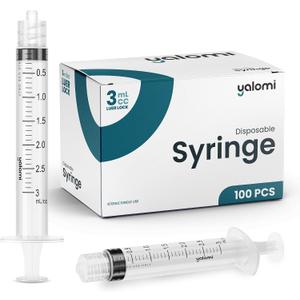 3mL Luer Lock Syringe (No Needle) | Professional, Industrial & Personal Use | 100 Pack | Yalomi