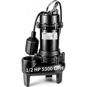 1/2 HP Sump Pump, Submersible Sewage/Effluent Pump, 5300 GPH