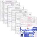 1099 NEC Forms 2025, 50 Pack 3 Part Laser Tax Forms Kit Pack of Federal/State Copy's, 1096's. Great for QuickBooks and Accounting Software, 2025, 1099-NEC 50 Pack
