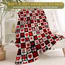 Valentines Day Decorative Throw Blanket Gifts for Mom, Wife, Buffalo Plaid Red Red Heart Lip Rose Love Letter Decoration Fleece Blankets for Couch Bed Sofa, Romantic Decor, 50x60 Inch