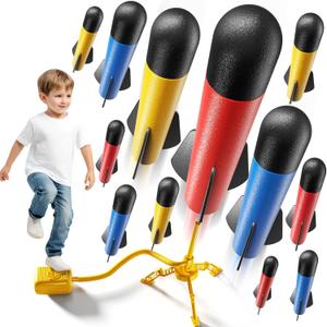 NIPLOOOW Rocket Launcher for Kids, 12 Foam Rockets, Launch up to 100+ft, Outdoor Outside Backyard Toys for Boys & Girls, Birthday Gift Toys for Kids Boys Girls Age 3 4 5 6 7 8 Years Old