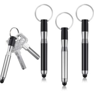 Outus 4 Pieces Mini Stylus Pen with Keyring Loop 3-in-1 Accessory Bullet Capacitive Keychain Stylus Tablet Pen Touchscreen Pen