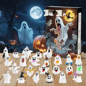 2 x Halloween Ghost Advent Calendar 2025,24 Day Halloween Countdown Calendar with 24Pcs Collectible Ghost for Kids Boys Girls Teens,Boo Basket Stuffers,Ghost Ornaments Decorations Gifts