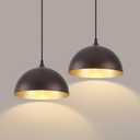 Farmhouse Pendant Light 2 Pack, Vintage Pendant Light Fixtures, Brown Kitchen Pendant Lighting, 11.8 inches Dome Kitchen Pendant Lights, Industrial Pendant Lights for Island Dining Room Bed Room, Brown+Gold