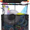 425 Gallon Pool Storage- for Outdoor, Pool & Patio, Holds Noodles, Goggles, Floats & Balls, with Mesh Pockets, Noodle Holder, Towel Drying Function & Rolling Wheels, 2 Sizes (Medium)