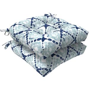 LVTXIII Outdoor Seat Cushions Seasonal Tufted Chair Cushions, Patio Chair Pads for Dining Chairs, Office Armchairs and Garden Furniture Decoration, Round Back, 19x19x4, Boho Geometry Blue