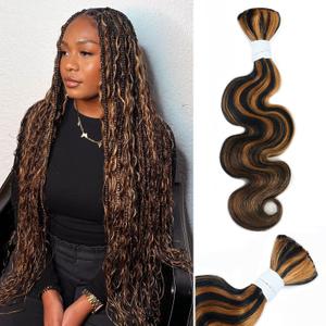 Body Wave Curly #1B/30 Human Braiding Hair 100g One Bundle/Pack Bulk Human Hair for Braiding No Weft Human Hair Braiding Hair for Boho Braids (20 inch, Body Wave #1B/30)