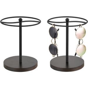 Mkono Sunglasses Organizer Glasses Holder Stand Sunglass Storage Display Eyeglasses Rack for up to 12 Pairs of Eyewear Glasses for Table Dresser Desk Countertop Bedroom, Set of 2, Black