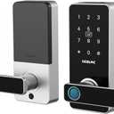 DESLOC B200L Fingerprint Smart Lock with Handle, Keyless Entry Door Locks for Front Door and Bedrooms, App Control, Touchscreen Keypad, Auto-Lock, 12-Month Battery, Emergency Power Port, IP54 Silver (152*63.5*30mm)