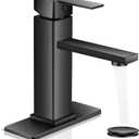 Black Bathroom Faucet YXOCVIR Single Hole with Pop-Up Bathroom Drain Single Handle Bathroom Faucet Suitable for Vanity Sinks, RV, Farmhouses, Suitable for 1 or 3-Hole Installation