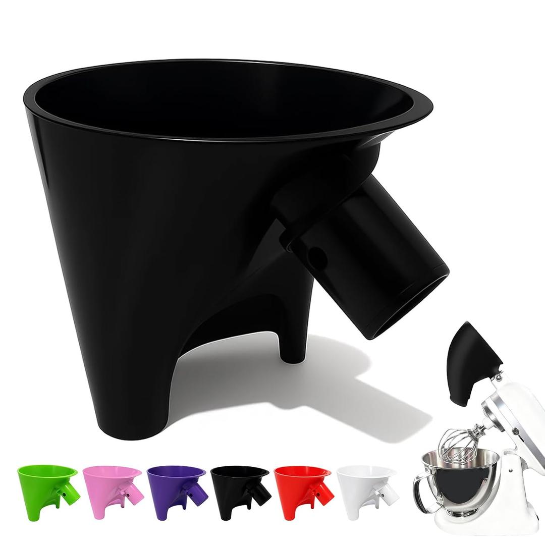 2 x 2026 New Flour Funnel for Kitchen Aid Mixer,Fits Tilt-Head 4.55 Qt (KSM150), Kitchen Aid Accessories and Attachments,Powder Funnel with Easy-Pour, Prevents Spills,Easy to Clean Baking Tool(Black)