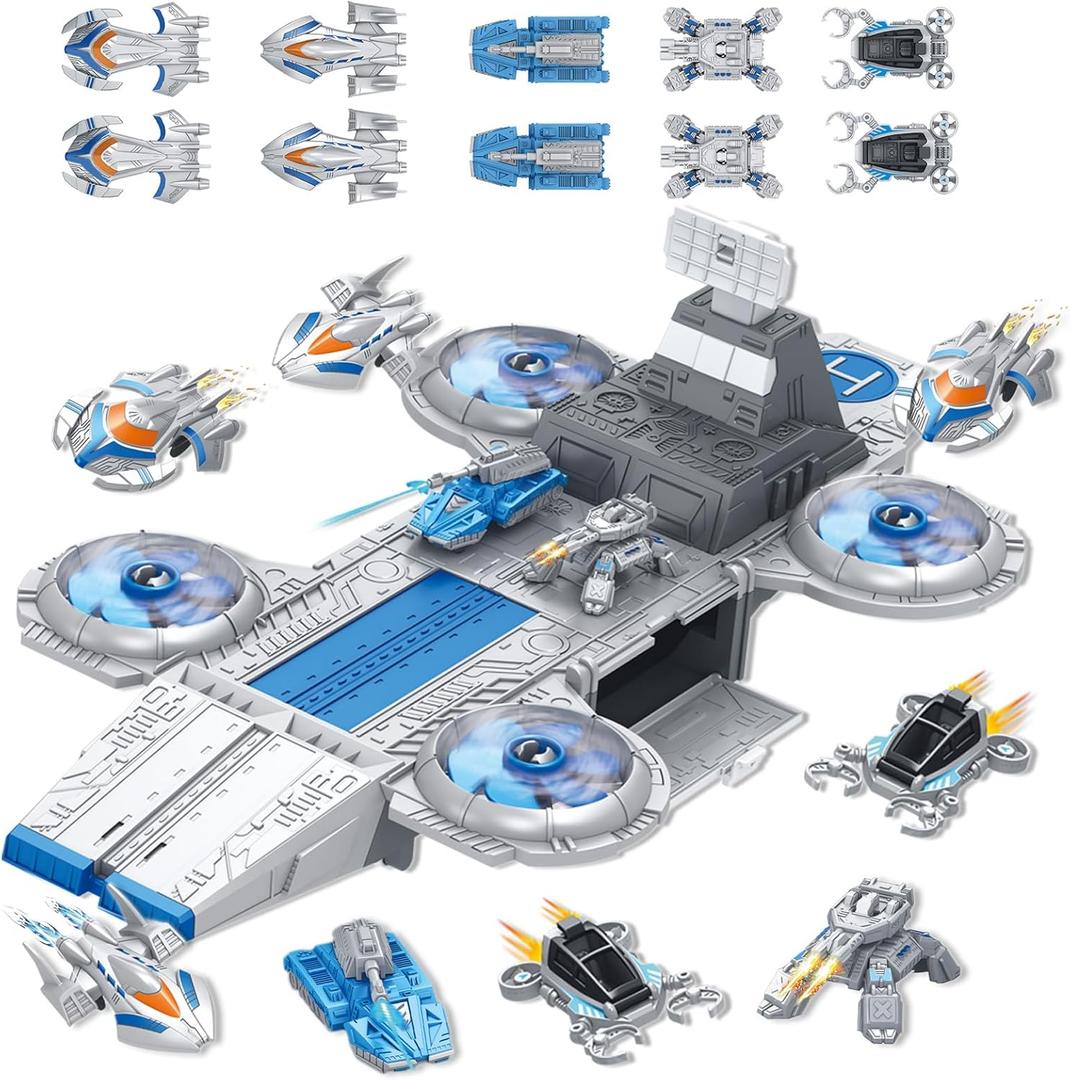 Jumbo Space Toys with Space Shuttle, Fighters, Tanks, Exploring Vehicle, Educational Learning Toys for Kids Ages 3-12 (ASTM Certified)