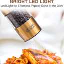 Epar Electric Gold Salt and Pepper Grinder - Battery Operated Brass Pepper Mill with Ceramic Burr - One Hand Peppermills With LED Light