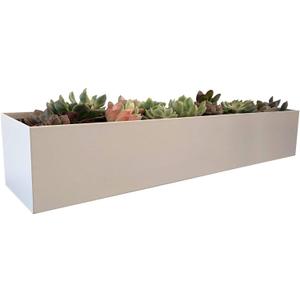Modern Metal Trough Planter - Rectangle Succulent Planter Box - 32" Window Sill Planters - Decorative Indoor/Outdoor Table or Window - Windowsill Herb (1pc 32'' White)
