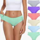 coskefy Women's Underwear Cotton Hipster Panties Low Rise Briefs Soft Strench Breathable Ladies Bikini Underwear 6 Pack, Size M