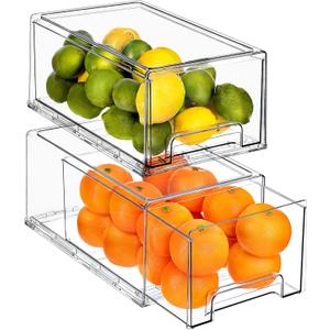 Sorbus Fridge Drawers - Clear Stackable Pull Out Organizer Bins - Food Storage Containers for Kitchen, Refrigerator, Freezer, Vanity Organization and Storage (2 Pack | Large)