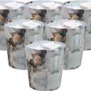Wastepaper Bin, 5 Liter (1.32 Gallon) Capacity, Metallic Gray Marble Design, Office, 6-Pack, Color & Prints May Vary