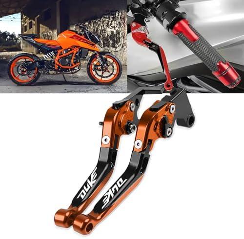 FOR Duke duke 125 200 250 390 2023 2022-2017 accessories brake lever clutch lever motorcycle CNC alloy folding brake clutch lever bend handle brake lever handle angle handle with grip (Orange)