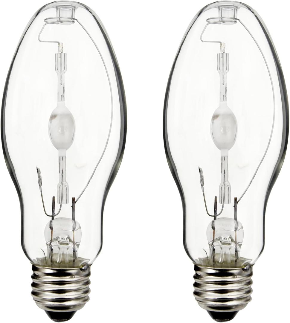100W Metal Halide Bulb ED17 Clear Medium Base, 4000K Neutral White 9000 Lumens, HID Light Bulb for Warehouse Stadium Industrial High Bay Parking Lot Lighting
