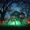 4.2Ft Giant Spider Halloween Decorations Outdoor 52" Light Up Spider with 90 LED Lights for Front Yard, Porch, Garden, Lawn, Halloween Party (Green) (Zz-002)