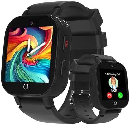 Phyulls 4G Kids Smart Watch Boys with GPS Tracker & Video Calling Texting, Waterproof Smartwatches Age 4-12, One-Key SOS Call Voice Chat WiFi Alarm Sport Pedometer GPS Tracker Watch